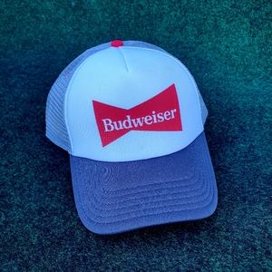 VTG Budweiser Snapback Hat Cap White Gray Red New No Tags